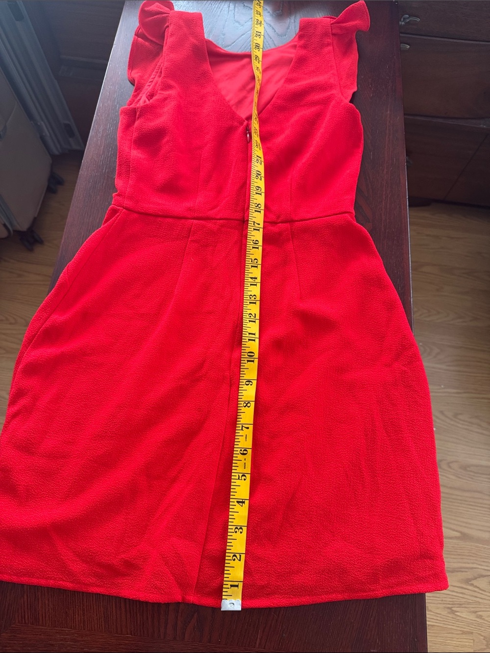 Red Ruffle Sleeve Dress - Picture 9 of 9